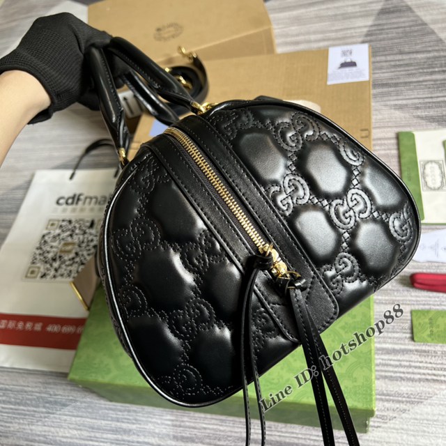 Gucci官網新款壓花G全皮肩背女包 古馳GG絎縫皮革手提包702242 gqy4633